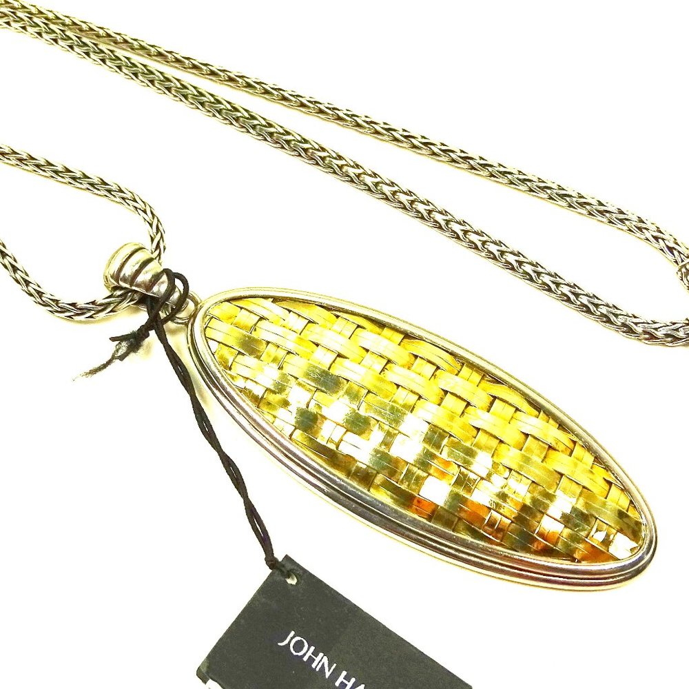 JOHN HARDY Bedeg Sterling & 22K Yellow Gold Removable Pendant & Chain Necklace